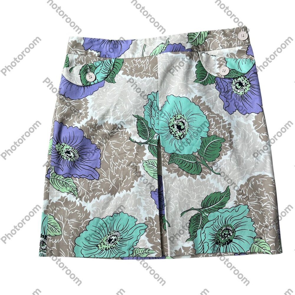 LOFT Floral A-Line Skirt in Purple, Green and white Sz 12